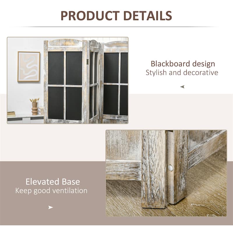 Folding Indoor Portable Wood Privacy Screen with Black Boards