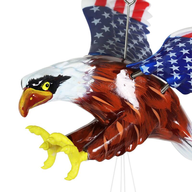 Exhart WindyWing Patriotic Eagle Wind Chime with American Flag Wings, 8 by 18 Inches