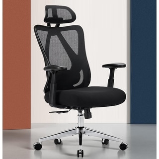 Ergonnomic Office Chair with 2D Adjustable Lumbar Support, Office Chair with Adjustable Headrest and Armrest