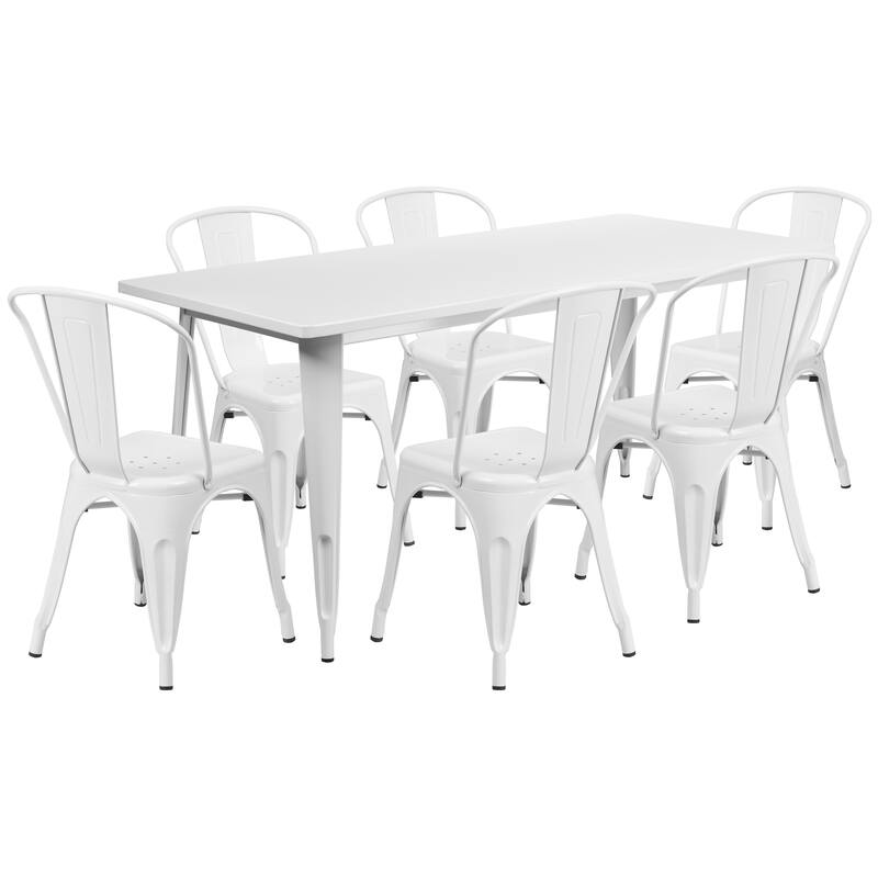 Rectangular Metal Indoor-Outdoor Table Set
