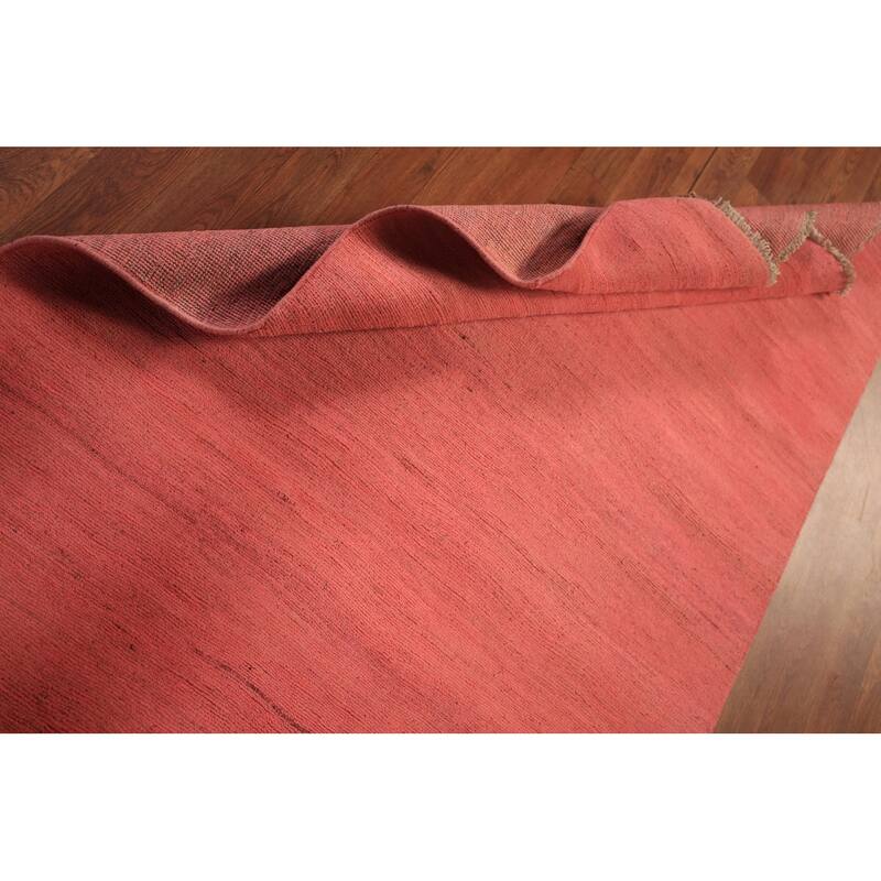 Pink Modern Gabbeh Oriental Area Rug Handmade Solid Wool Carpet - 3'11" x 6'7"