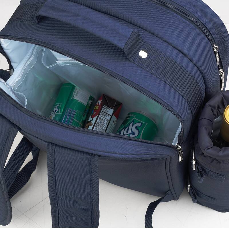 Picnic at Ascot - Deluxe Equipped 4 Person Picnic Backpack with Cooler & Insulated Wine Holder - Trellis Blue