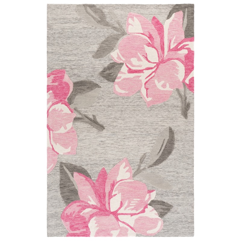 SAFAVIEH Handmade Jardin Milija Floral & Botanical Rug - 4' x 6' - Grey/Pink