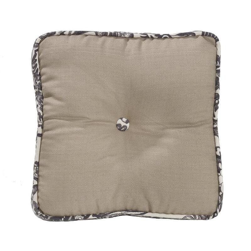 HiEnd Accents Augusta Buttoned Toile Box Pillow, 18"X18"