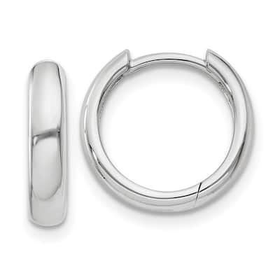 Curata 14k White Gold Polished 10x3mm Hinged Hoop Earrings