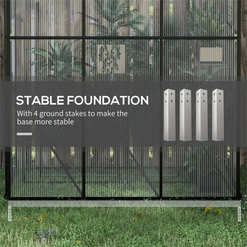 Black-Clear Aluminum Alloy Lean-To Greenhouse with Vent