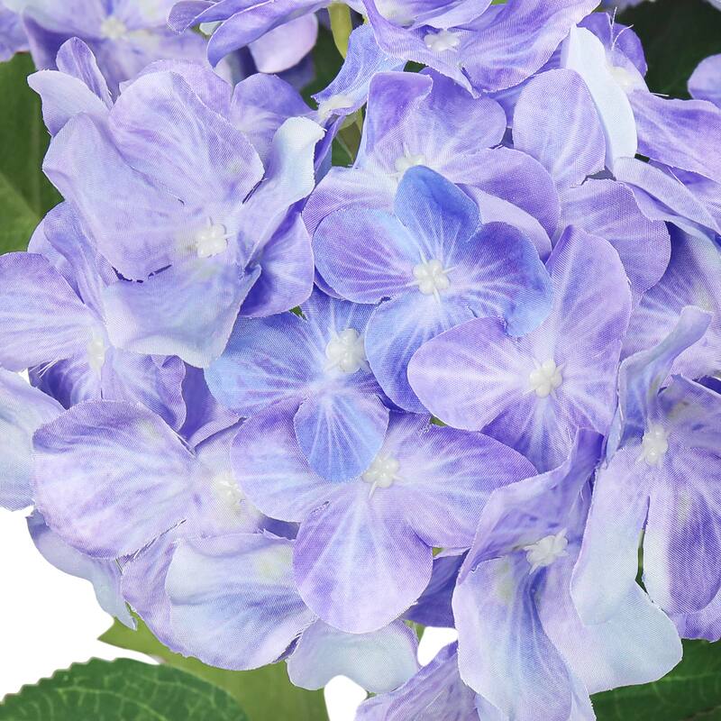 Set of 2 Deluxe Natural-Look Periwinkle Artificial Hydrangea Flower Stem Bush Bouquet 20in - 20" L x 12" W x 12" DP