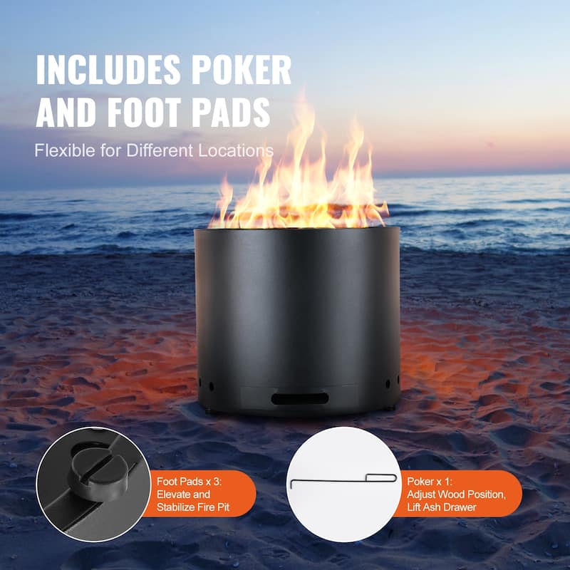 Smokeless Fire Pit Stove Bonfire, Wood Burning Fireplaces with Removable Ash Pan, SUS430 Stainless Steel