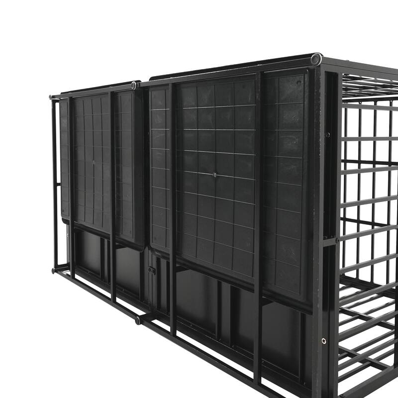 Extra Large Heavy Duty Dog Crate, Steel Escape Proof Kennel for Large Dogs, Double Door Impact Dog Crates with Removable Tray