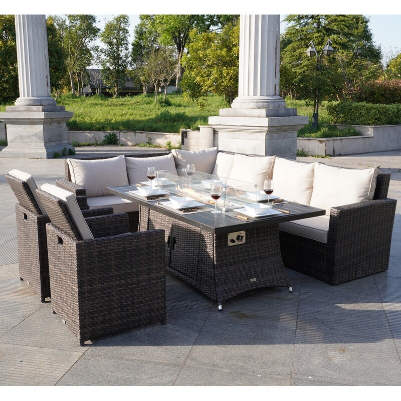 L shaped patio furniture with fire pit 2025