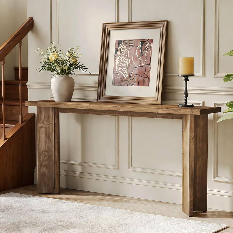 70.9-Inch Solid Wood Console Table, Rustic Sofa Table Behind The Couch - 70.9" L x 11.81" W x 33.46" H