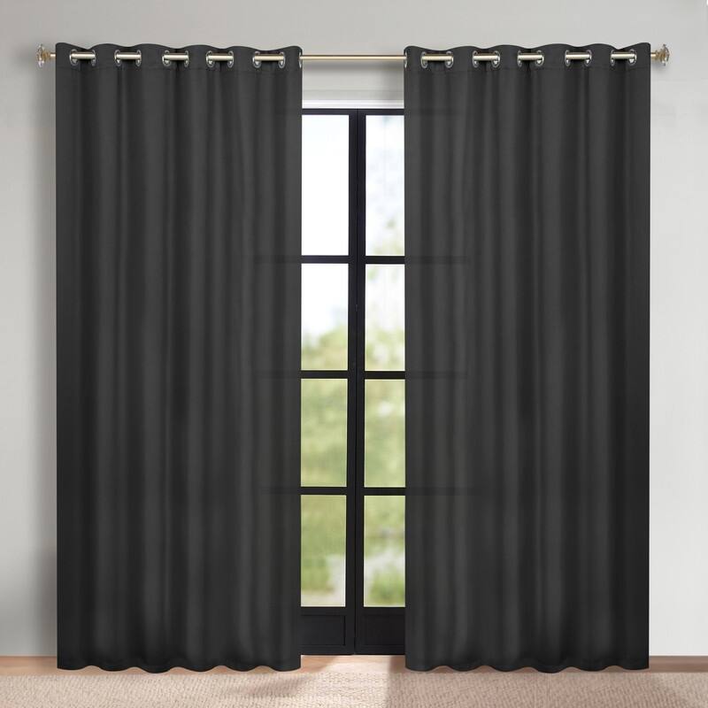 Superior Solid Machine Washable Room Darkening Grommet Blackout Curtains, Set of 2