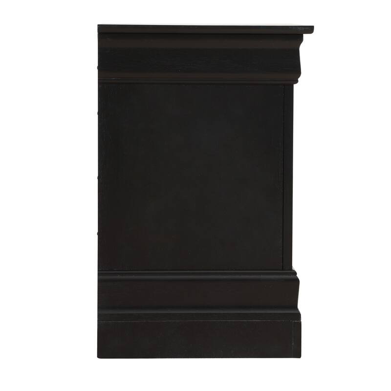 Black Nightstand 24x21x16 with Two Spacious Drawers, Compact Bedside Table for Bedroom Storage and Sleek Contemporary Look