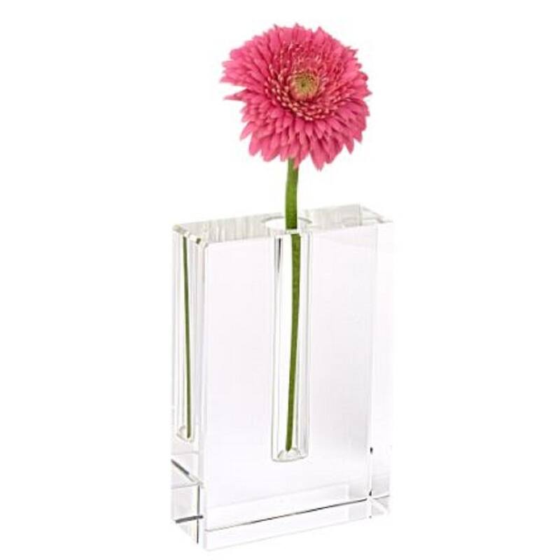 HomeRoots 6" Clear Crystal Glass Square Table Vase