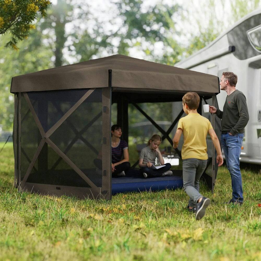 12' x 12' Hexagonal Pop Up Gazebo Canopy Tent, 5 Sidewalls, Carry Bag