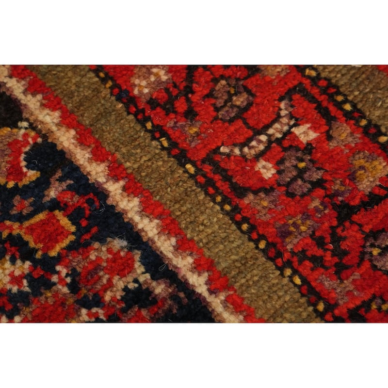 Hand Knotted Oriental 100% Wool Carpet Traditional Geometric Oranges & Rust Malayer Runner Rug - 12' 3'' X 3' 7''