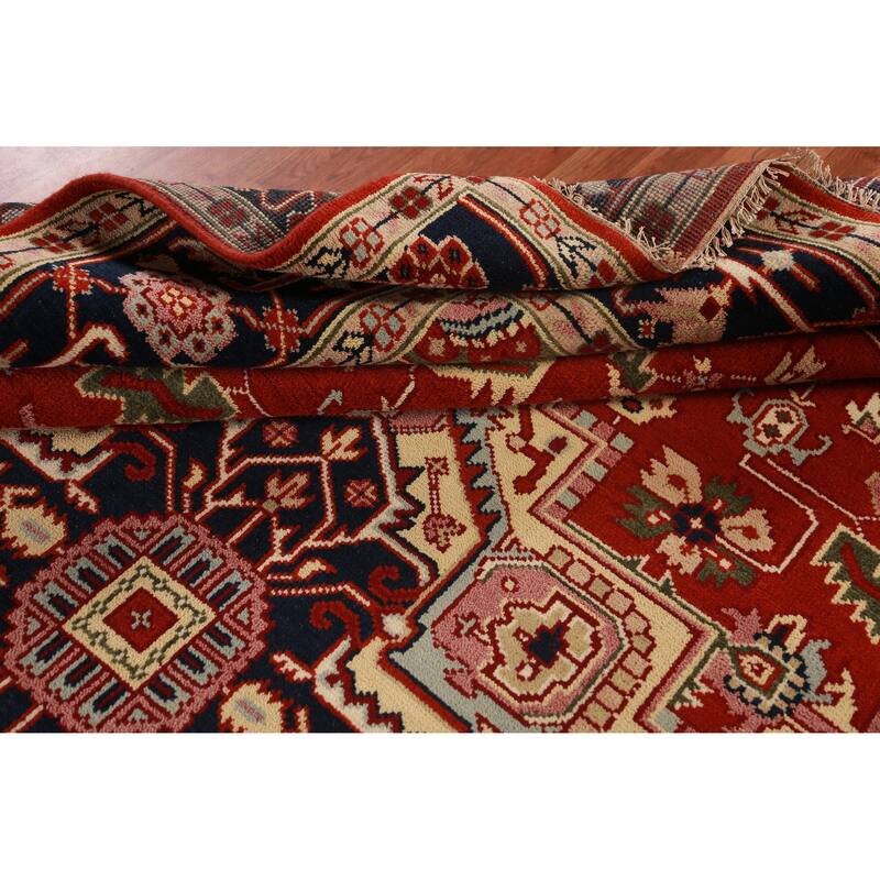 Geometric Heriz Serapi Indian Area Rug Handmade Wool Carpet - 8'9" x 11'7"