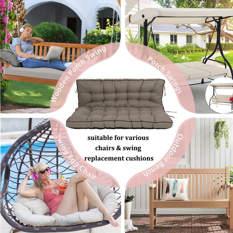 Porch Swing Replacement Cushion, 55in Outdoor Bench Cushions with Backrest Thicken 4"