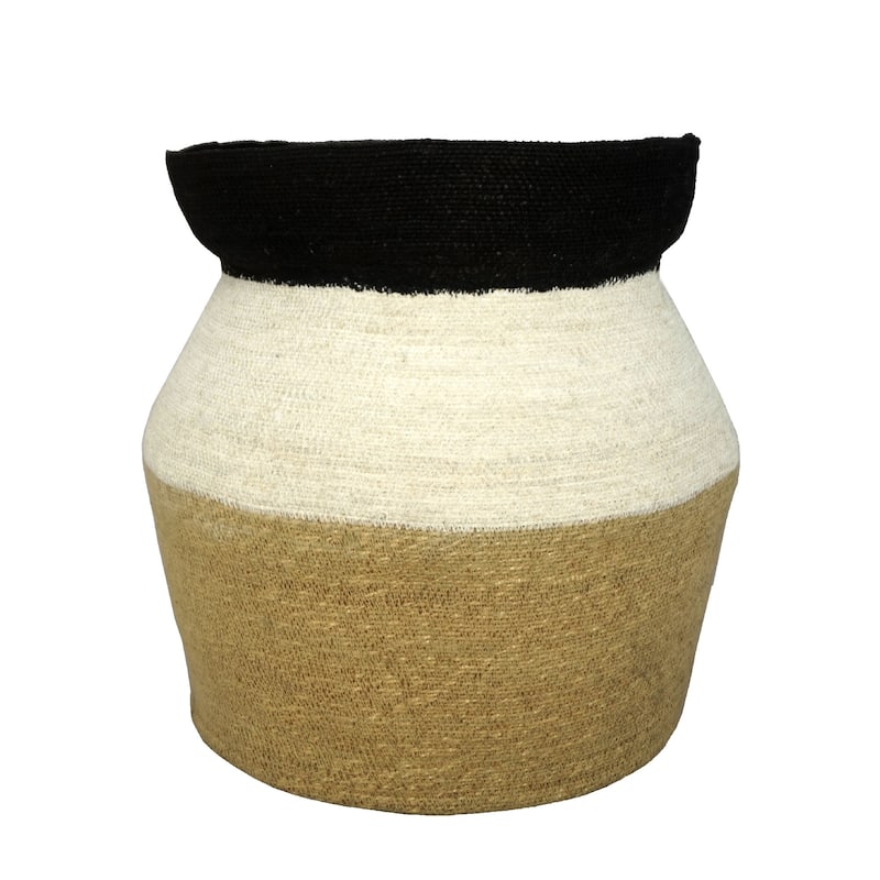Seagrass Basket - 19.5" - Black, Beige and White