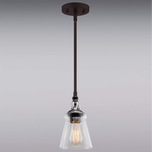 Shop Vintage Industrial Seeded Glass Pendant Light With Oil Rubbed Bronze Finish Oil Rubbed Bronze Clear On Sale Overstock 27316271