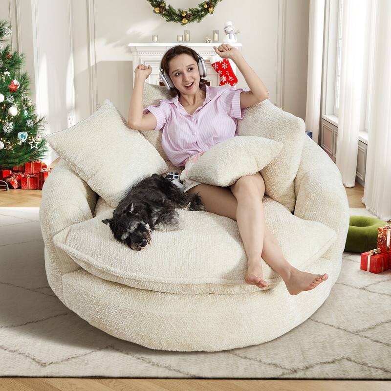 Rossetta Oversized Round Polyester Foam Chair with Pillows