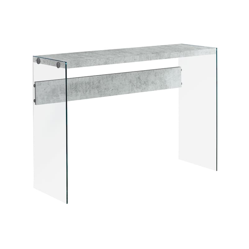 44" Stylish Modern Wood Top Console Table with Transparent Glass Base Modern Accent for Living Room - 44”L x 15.75”W x 32”H - Grey-Clear