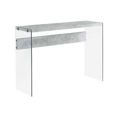 44" Stylish Modern Wood Top Console Table with Transparent Glass Base Modern Accent for Living Room - 44”L x 15.75”W x 32”H