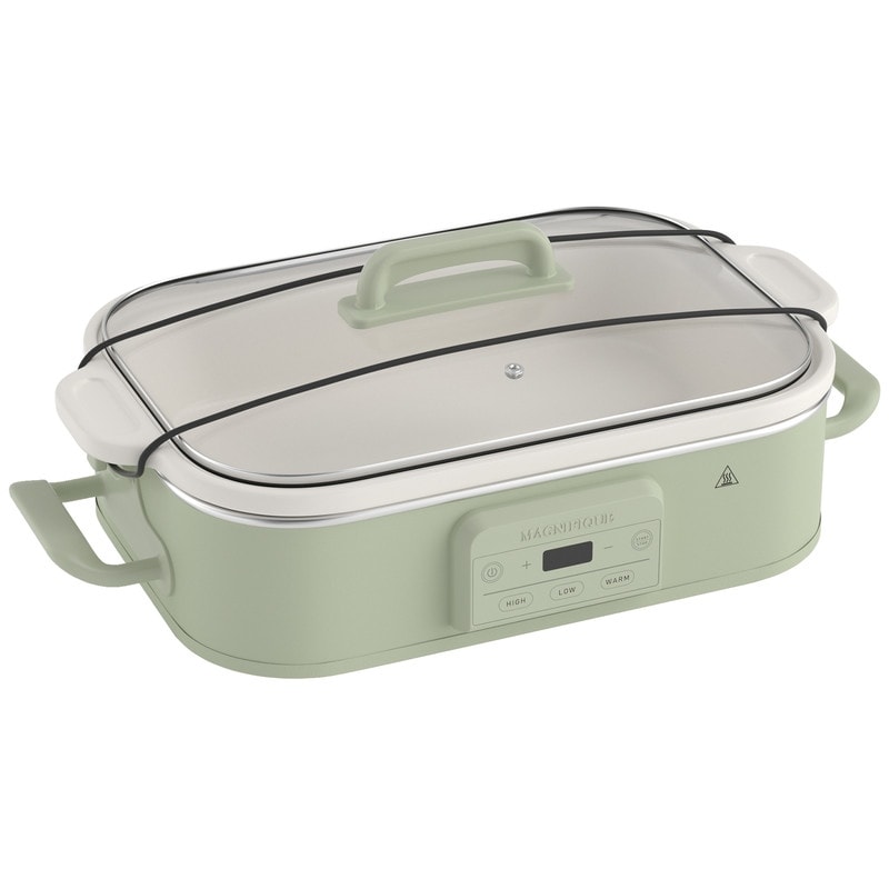 4 Quart Programmable Slow Cooker, Square Digital Cooker with Removable Stoneware, Dishwasher Safe