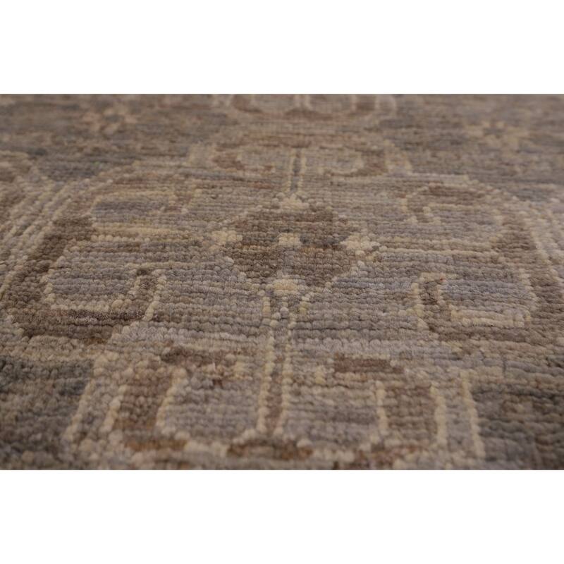 All-Over Geometric Oushak Vegetable Dye Rug Hand-Knotted Wool Carpet - 8'0" x 9'11"