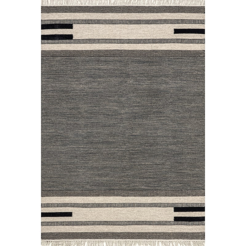 Black Brooklyn Tasseled Wool Area Rug