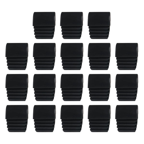 18pcs 3/4" 20mm OD Plastic Domed Square Tube Ribbed Inserts Finished Cover, 0.68" to 0.75", Floor Furniture Desk Protector