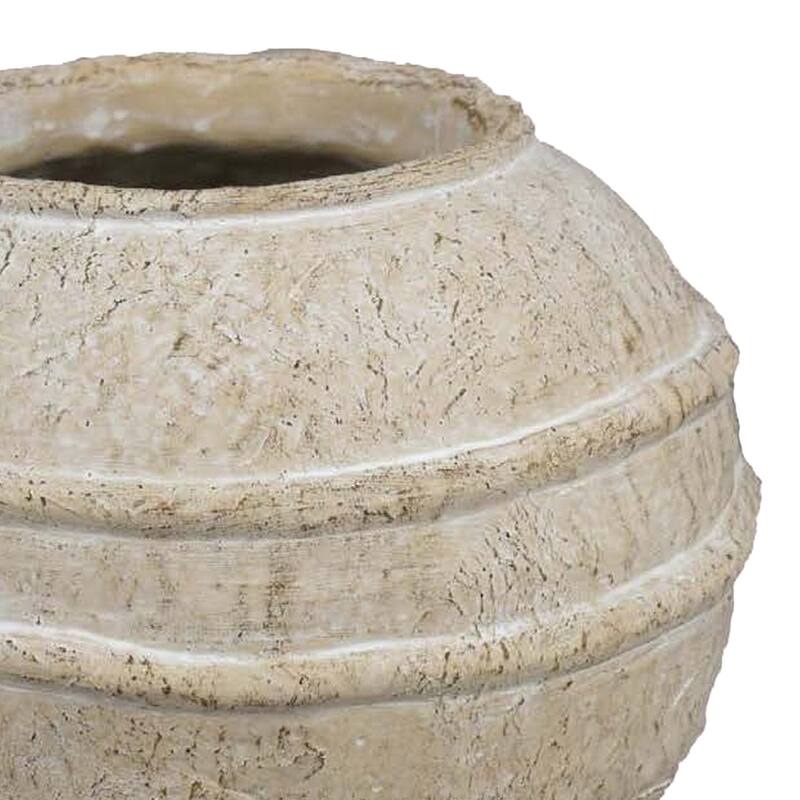 Lezlee Accent Planter, Beige Terracotta Textured, Wide Round 10 Inch