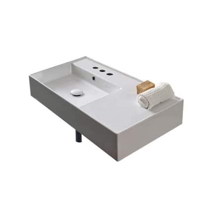 Nameeks Scarabeo 32" Ceramic Wall Mounted Bathroom Sink with Three