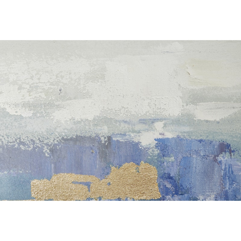 Canvas Landscape Textured Ocean Framed Wall Art with Black and White Accents - Silver - Roche River Decor