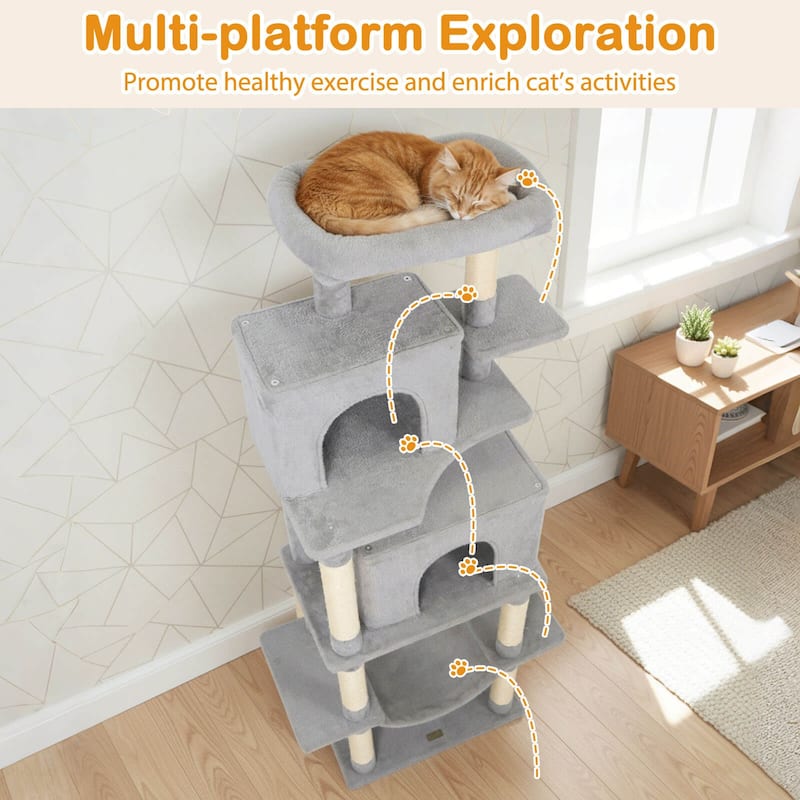 Costway 70” Large Cat Tree for Indoor Cats with Plush Top Perch, Dual - See Details