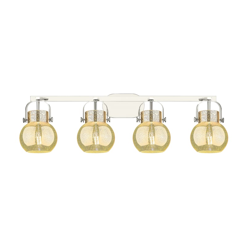 Innovations Lighting Pilaster II Sphere - 4 Light 6" Wall-Mounted Bath Vanity Light.