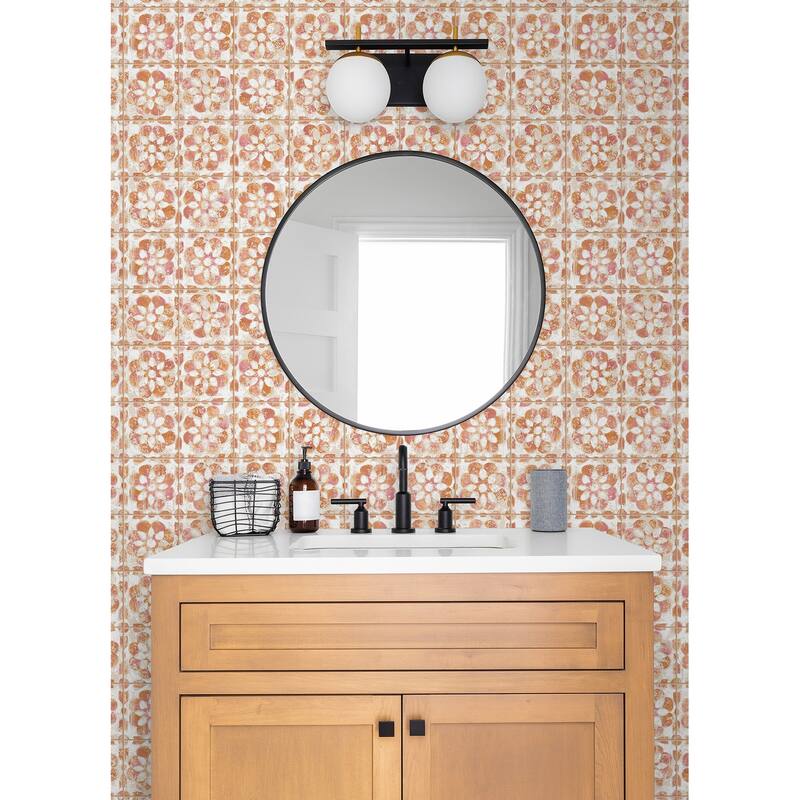 Advantage Izeda Coral Floral Tile Wallpaper