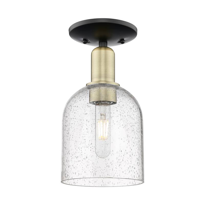 Innovations Lighting Endless Possibilities Arcadia - Bella - 1 Light 6" Semi-Flush Mount - Black Antique Brass/Seedy