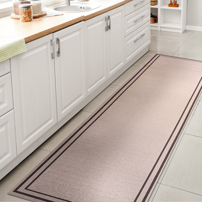 JONATHAN Y Ainsley Classic 2-Stripe Border Washable Area Rug