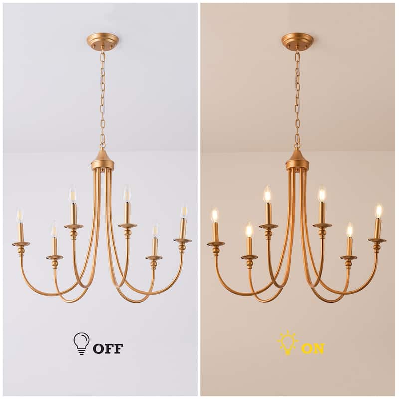 6-Light Farmhouse Antique Candlestick Dining Room Chandelier Fixture