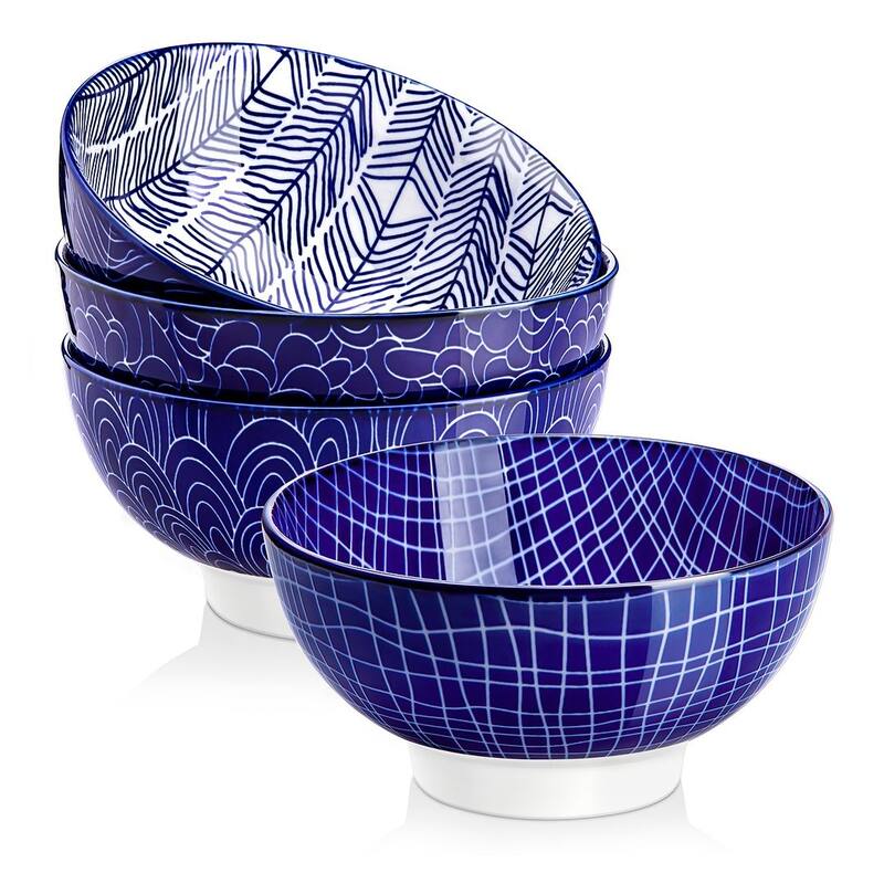 vancasso Macaron Porcelain 23Oz. Oriental Cereal Bowls Set - Takaki - 4 Piece
