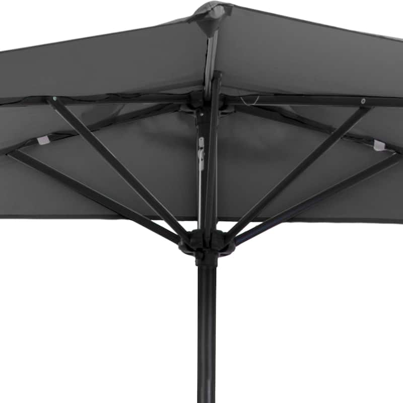 Half Umbrella Outdoor Patio Shade - 9 ft Patio Umbrella with Easy Crank by Pure Garden (Gray)