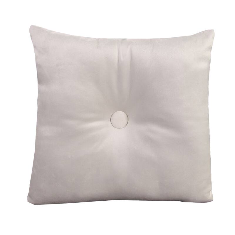 18" x 18" Solid Tufted Indoor Throw Pillow with Fabric Button - Cream
