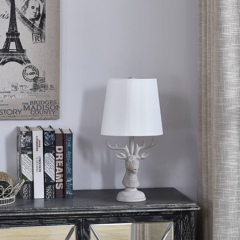 18"H Brown Resin Deer Table Lamp With Shade - 9" x 9" x 18"