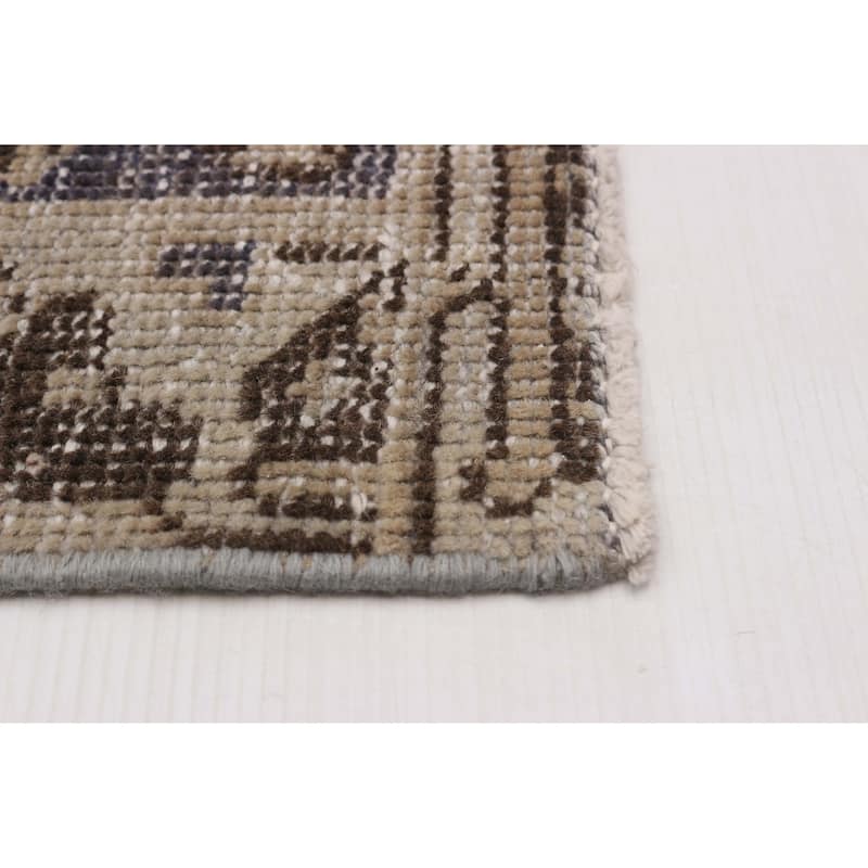 ECARPETGALLERY Hand-knotted Antalya Vintage Khaki Wool Rug - 3'11 x 7'1