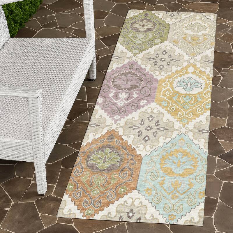 Machine Washable Indoor/ Outdoor Global Bayfield Chantille Rug - Ivory - 2'3" x 7'6"