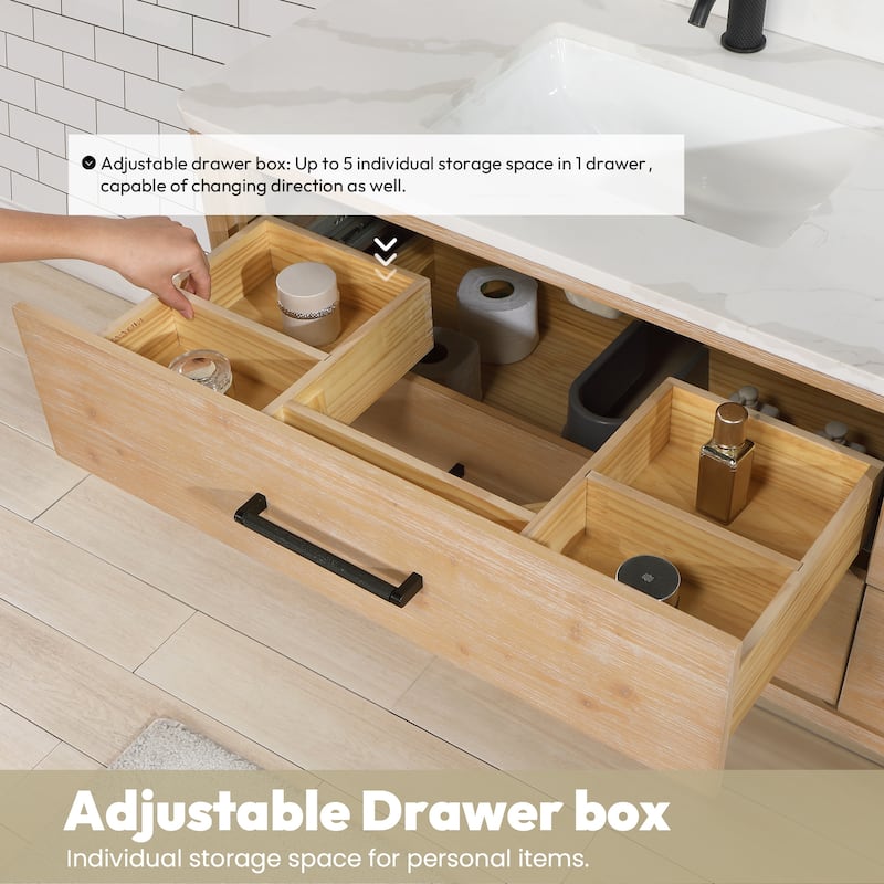 Cristo Floating Bath Vanity with White Quartz Stone Top without Mirror