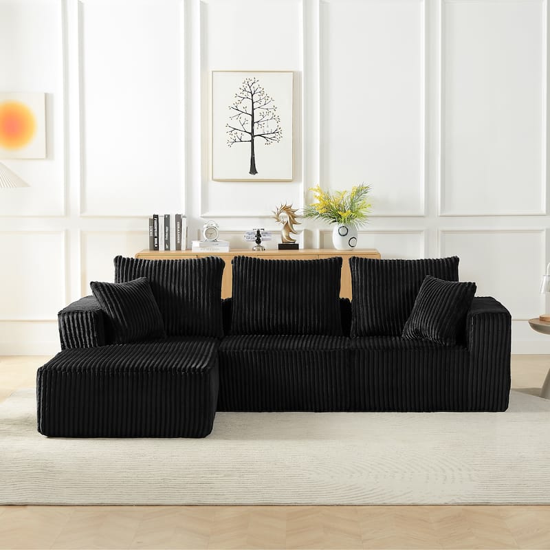 L-Shaped Cloud Sectional Sofa with Deep Seat,No Assembly Required,Modular Couches Sleeper - Black