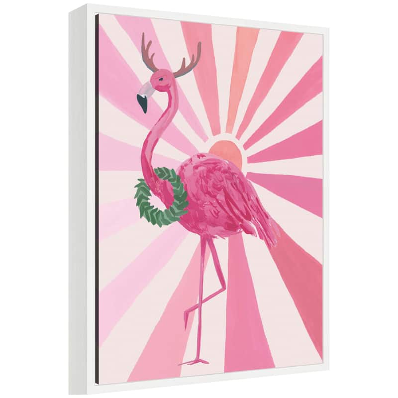 Kate and Laurel Framed Canvas Festive Flamingo by Teju Reval - 18 x 24