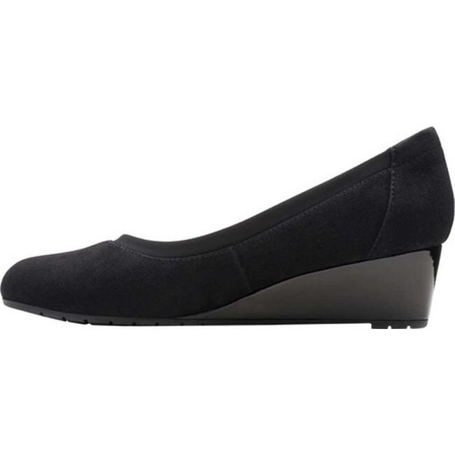 clarks black suede wedges